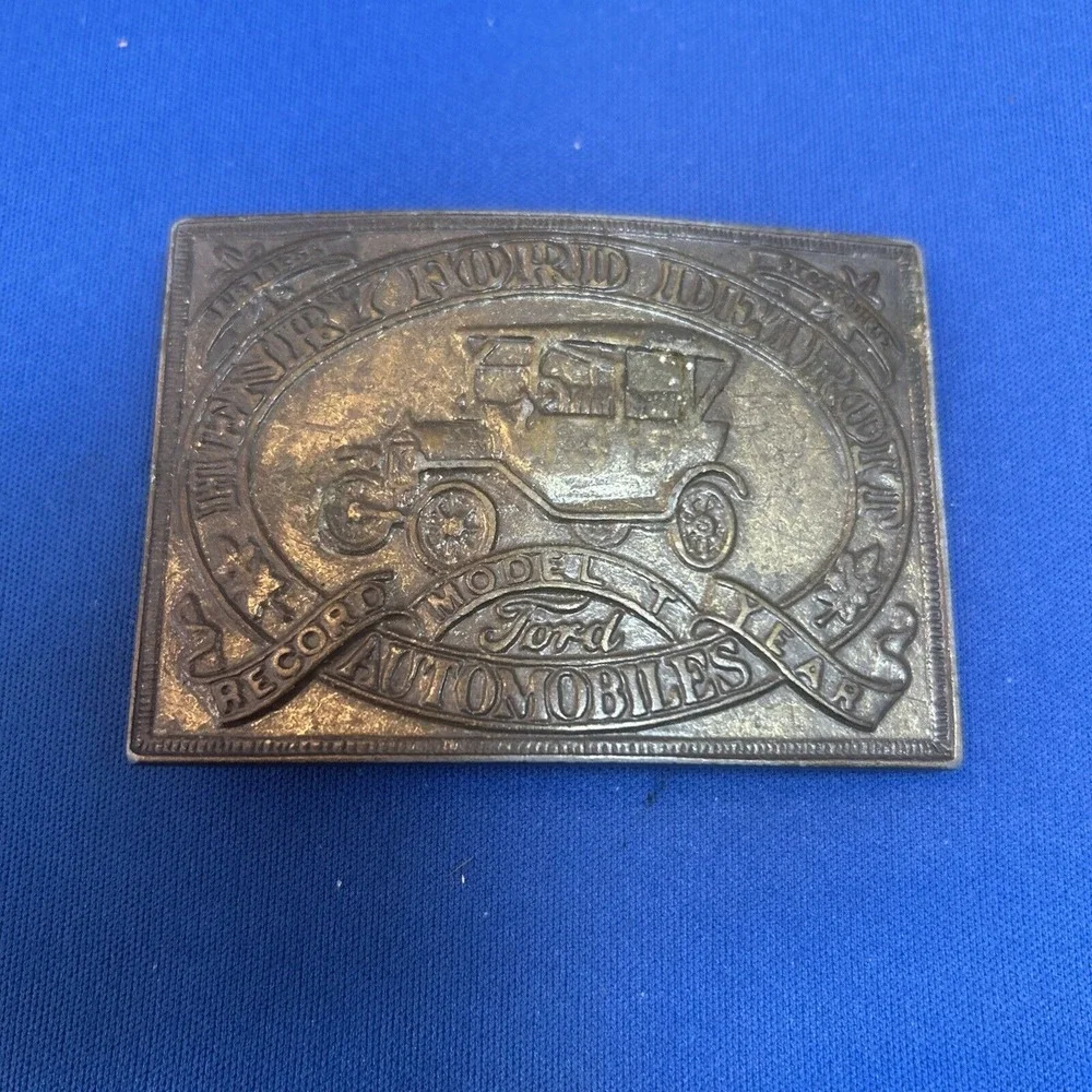 Vintage Henry Ford Detroit Automobiles‎ Model T Metal Belt Buckle Brass
